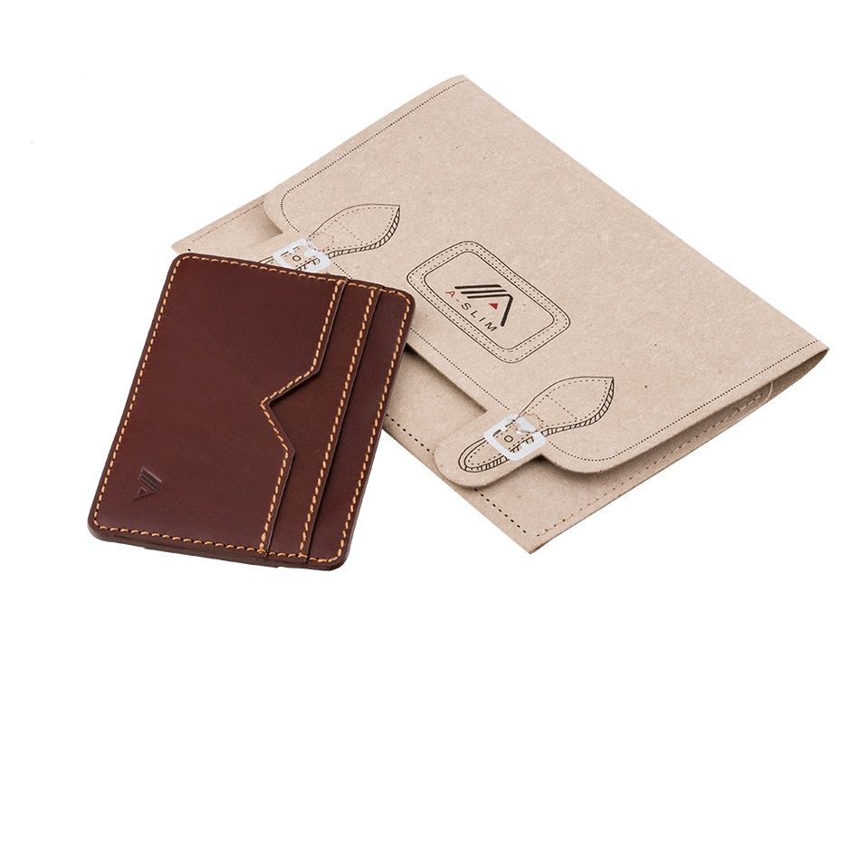 A-SLIM Minimalist Leather Wallet Sunnari - Brown
